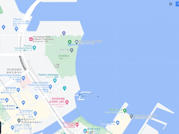 요꼬하마 항구와 링코 공원 위치
